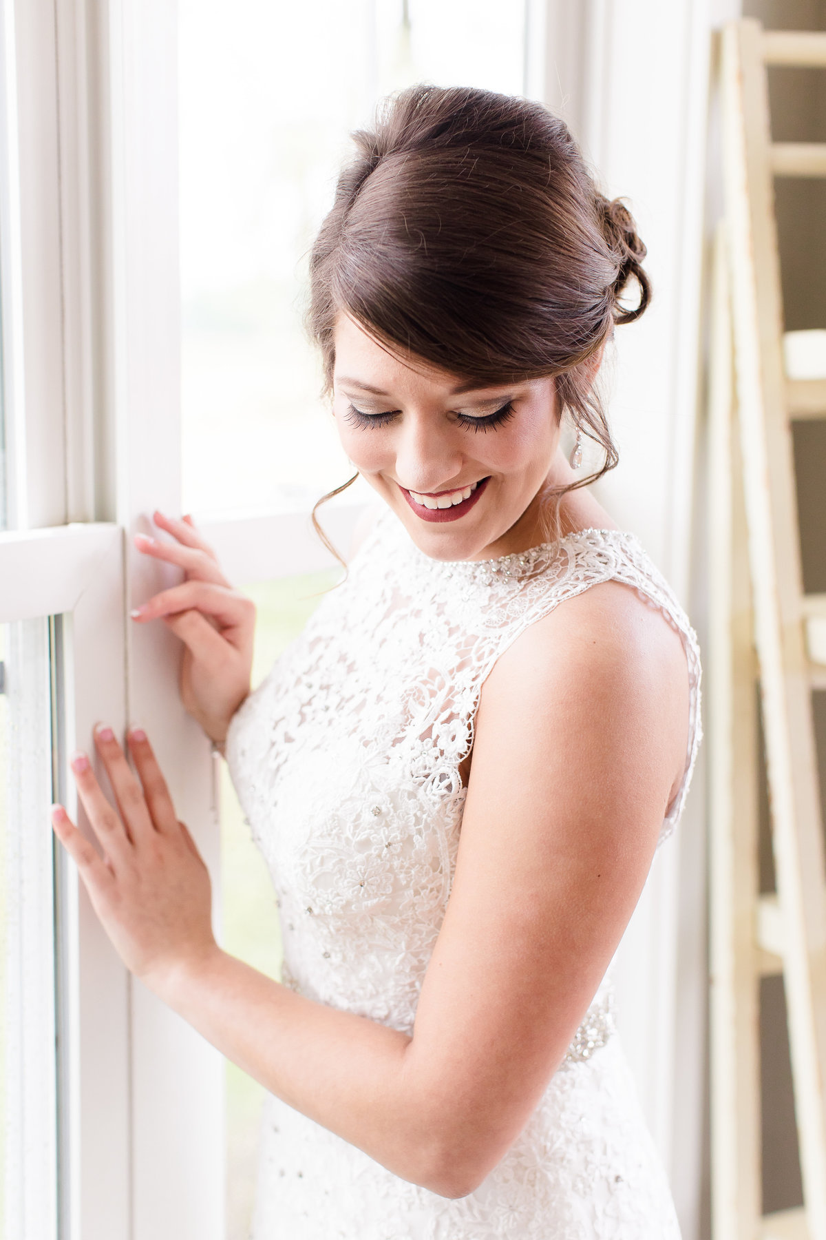 Soft bridal portrait by a window